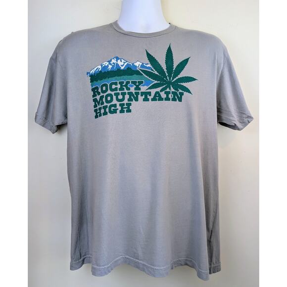 Chaser Mens Rocky Mountain High T-Shirt VTG Large Graphic Weed Cannabis Gray USA - Picture 7 of 7
